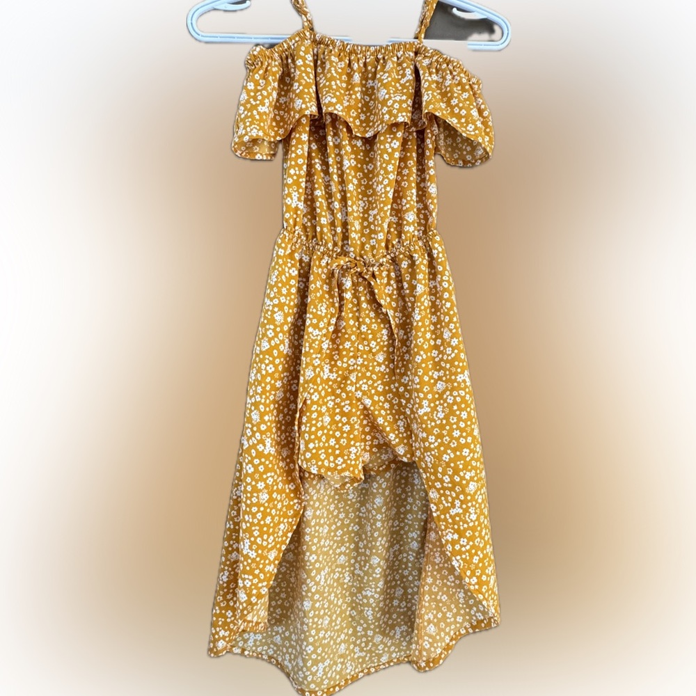 Floral Yellow Kids Romper - Dress with built in shorts